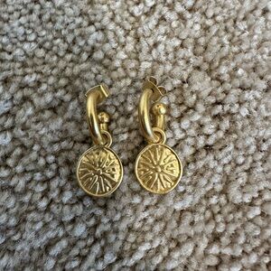 Madewell Gold Sunburst Hoop Drop Earrings